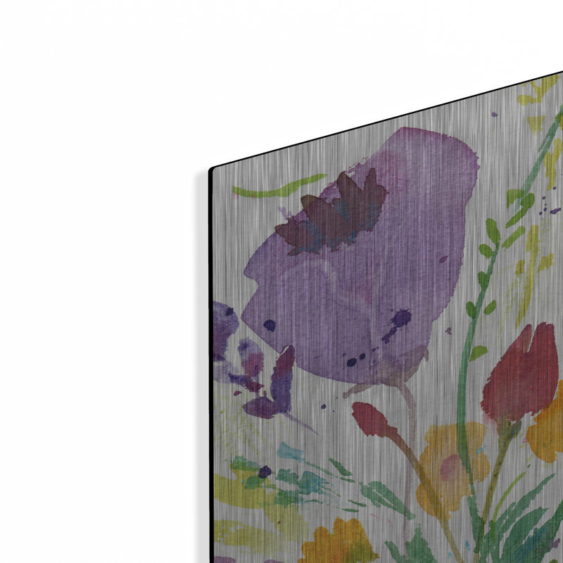 " Teal Vase With Bright Flowers " Print, 24" H x 24" W