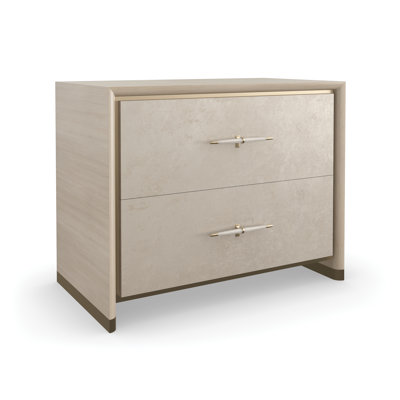 Hang Up 34" Wide 2 - Drawer Nightstand in Dry Martini/Winter Frost/Brushed Gold