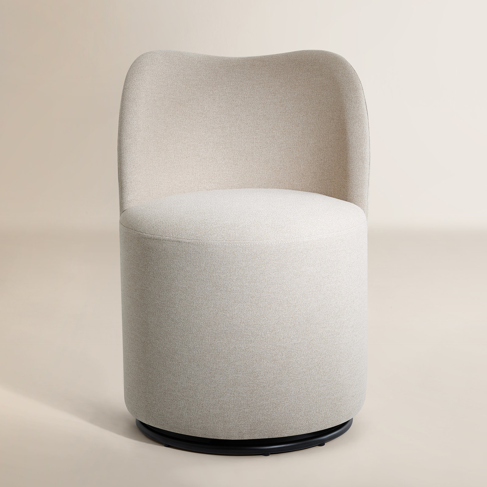 Basel Swivel Dining Chair, Effie Linen Performance Fabric
