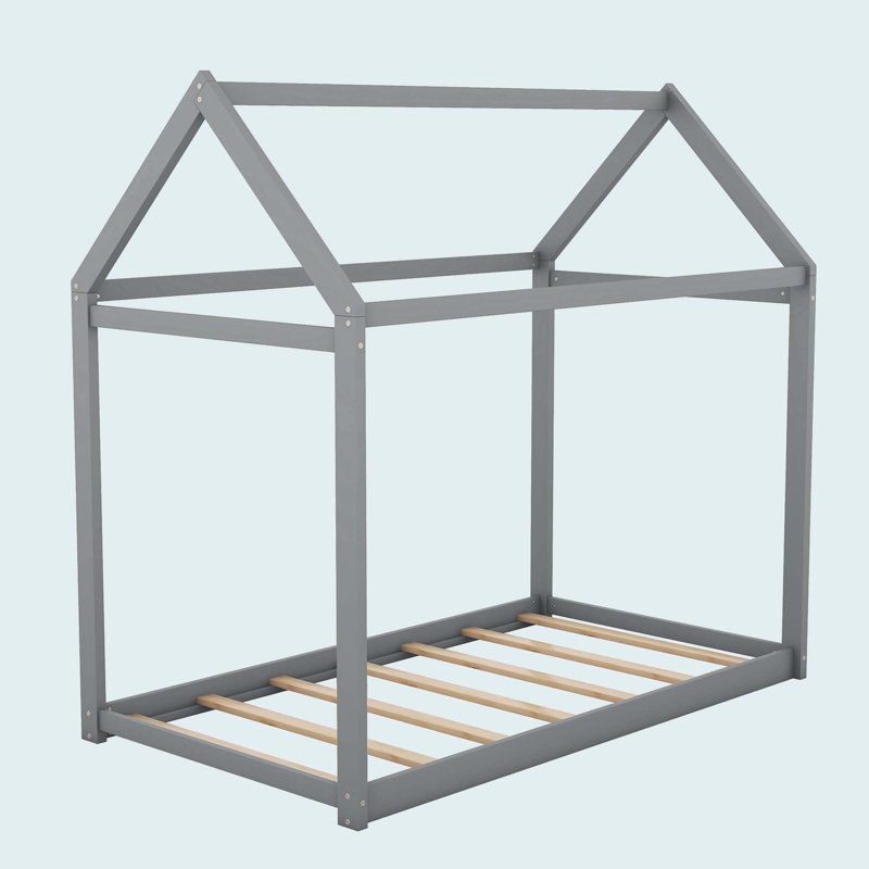 Lit simple en bois, Gris