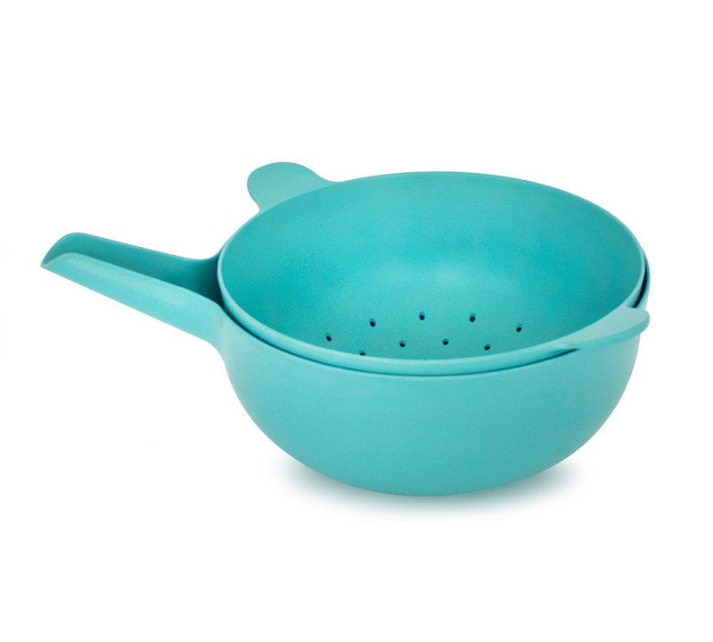 Ensemble de bol et passoire EKOBO, Lagon, H 5,5 po x l 11,5 po x P 11,5 po