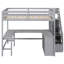 Lit mezzanine double de couleur grise avec bureau intégré et tablettes - étagère de lit fonctionnelle avec escalier de rangement et solution de rangement-1759504134