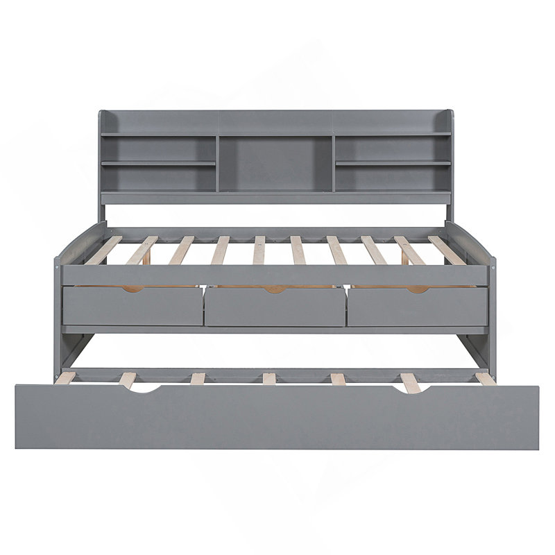 Lit avec rangement gigogne, Full, Gris