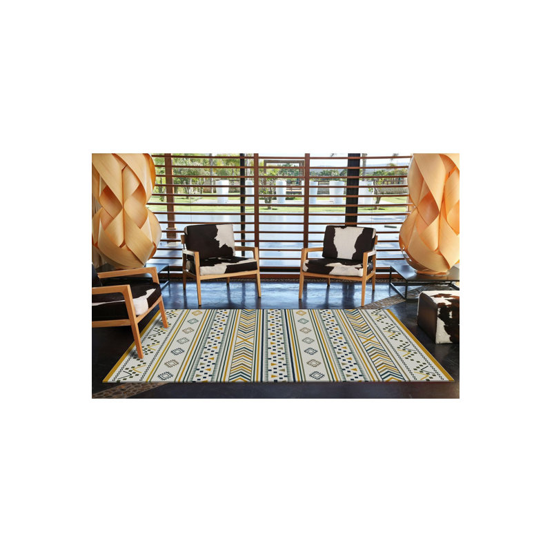 Tapis décoratif multicolore à motif géométrique moderne lavable à la machine, Rectangle 3 pi 3 po x 4 pi 11 po 