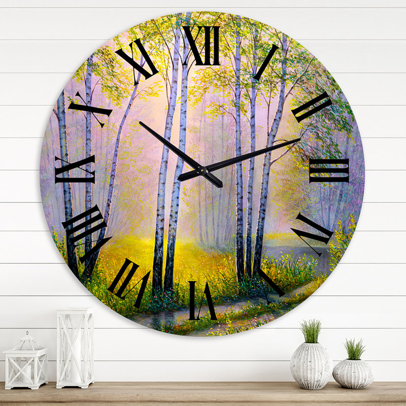Birches in The Morning Woods - Horloge murale, Grand