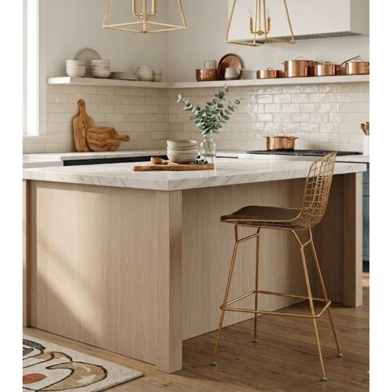 Tokio Metal Stool, Black Seat/Gold Frame