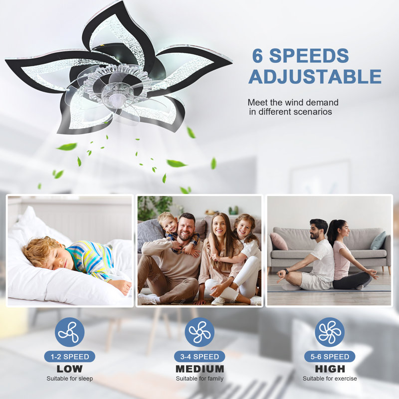 Izzabella 7- Blade Reversible LED Dimmable Ceiling Fan with Light and Remote, Black/Hammered