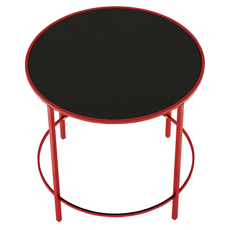 Silverlock Glass Top End Table, Red