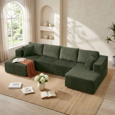 Canapé modulaire en velours côtelé 132 po