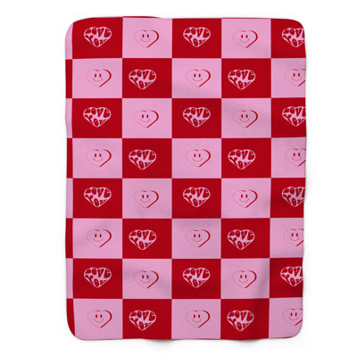 Cœur rétro - couverture Sherpa de qualité supérieure 1 pièce