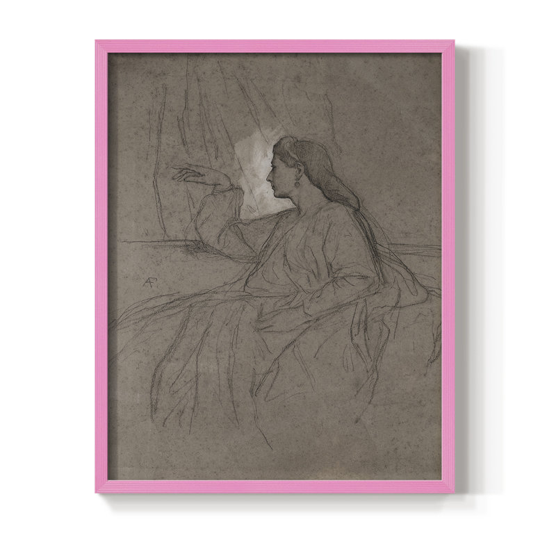 Croquis rétro, reproduction encadrée Lxx - bois massif, H 30 po x l 24 po, Rose