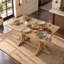 Table de salle à manger rectangulaire avec piètement à tréteaux incurvé-430304313