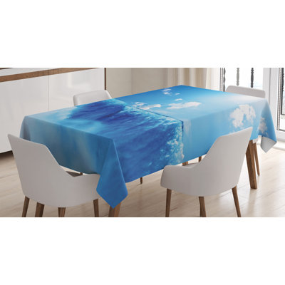 Ambesonne Waterfall Tablecloth, Niagara Falls And Clear Sky Landscape Image Majestic River Nature Theme Print, Rectangular Table Cover For Dining Room Kitchen Decor, 52" X 70", Blue