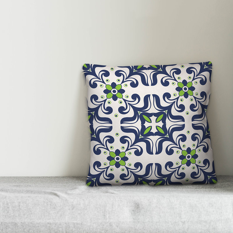  Coussin décoratif intérieur / extérieur Tile, Polyester / Bourre en polyester, 18 po x 18 po