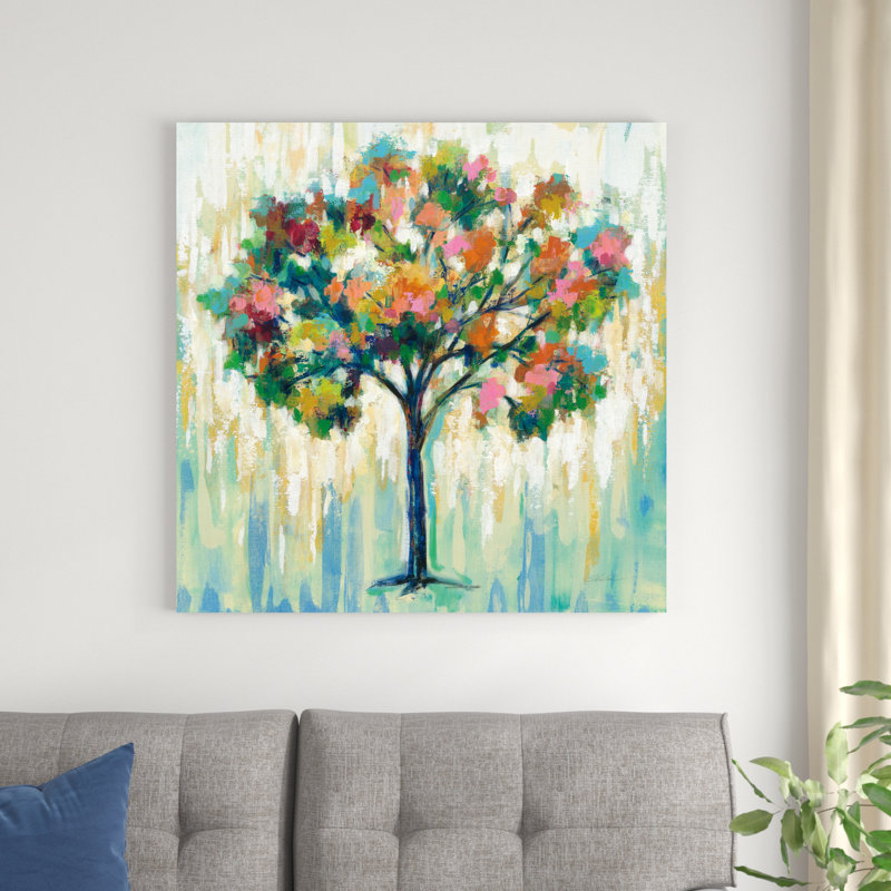 «Blooming Tree» par Silvia Vassileva - peinture sur toile tendue, H 36 po x l 36 po