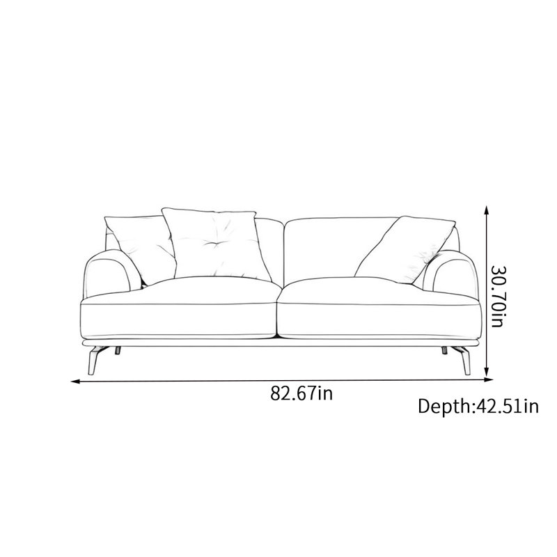 Canapé simple et moderne en coton et lin, 3, H 30,7 po x l 82,67 po x P 42,51 po