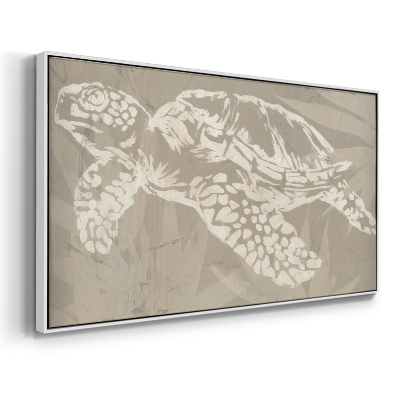 Batik Sea Turtle II - Toile tendue avec châssis encadré - Prêt à être accroché, H 17 po x l 33 po, Blanc