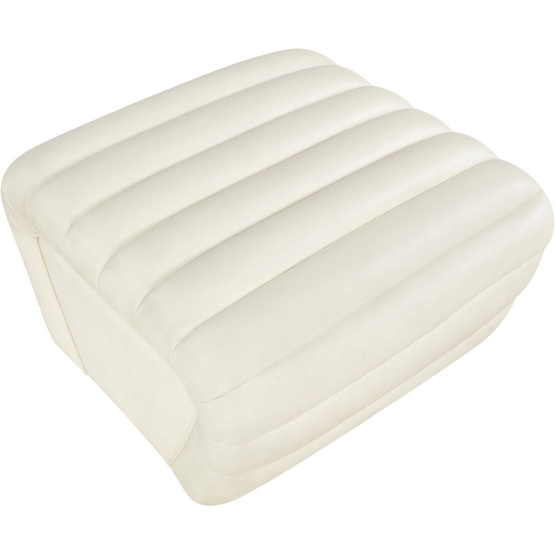 Vega Leather Ottoman, Cream Vegan Leather