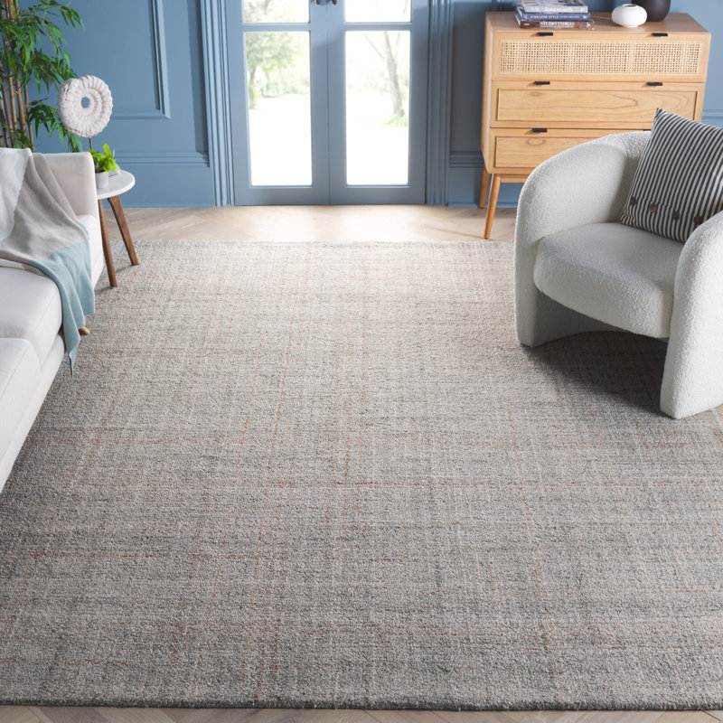 Tapis de performance abstrait touffeté à la main, Rectangle 8 pi x 10 pi