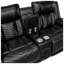 Black Power Reclining Loveseat with Console, LED Lights, and Speakers - Premium Faux Leather