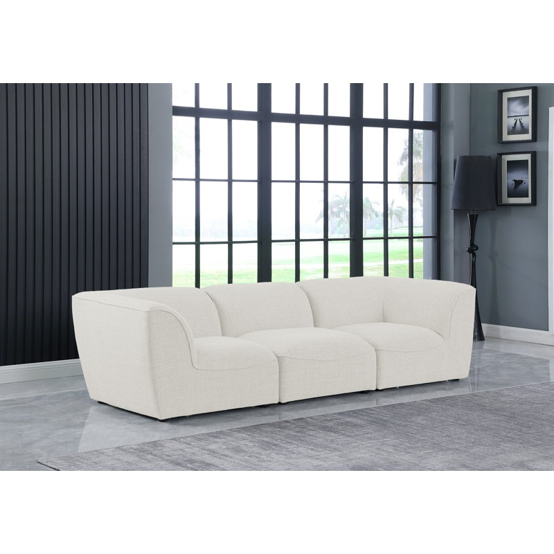 Canapé modulaire en lin Camari, Tissu crème texturé en lin