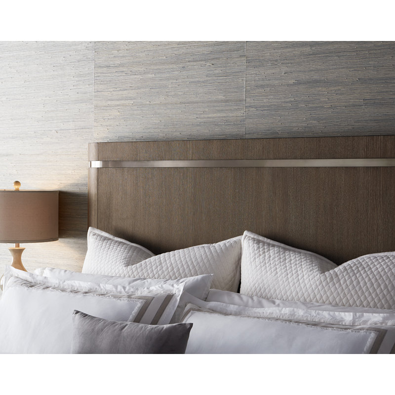 Modern Queen Dark Wood Upholstered Panel Bed with Storage