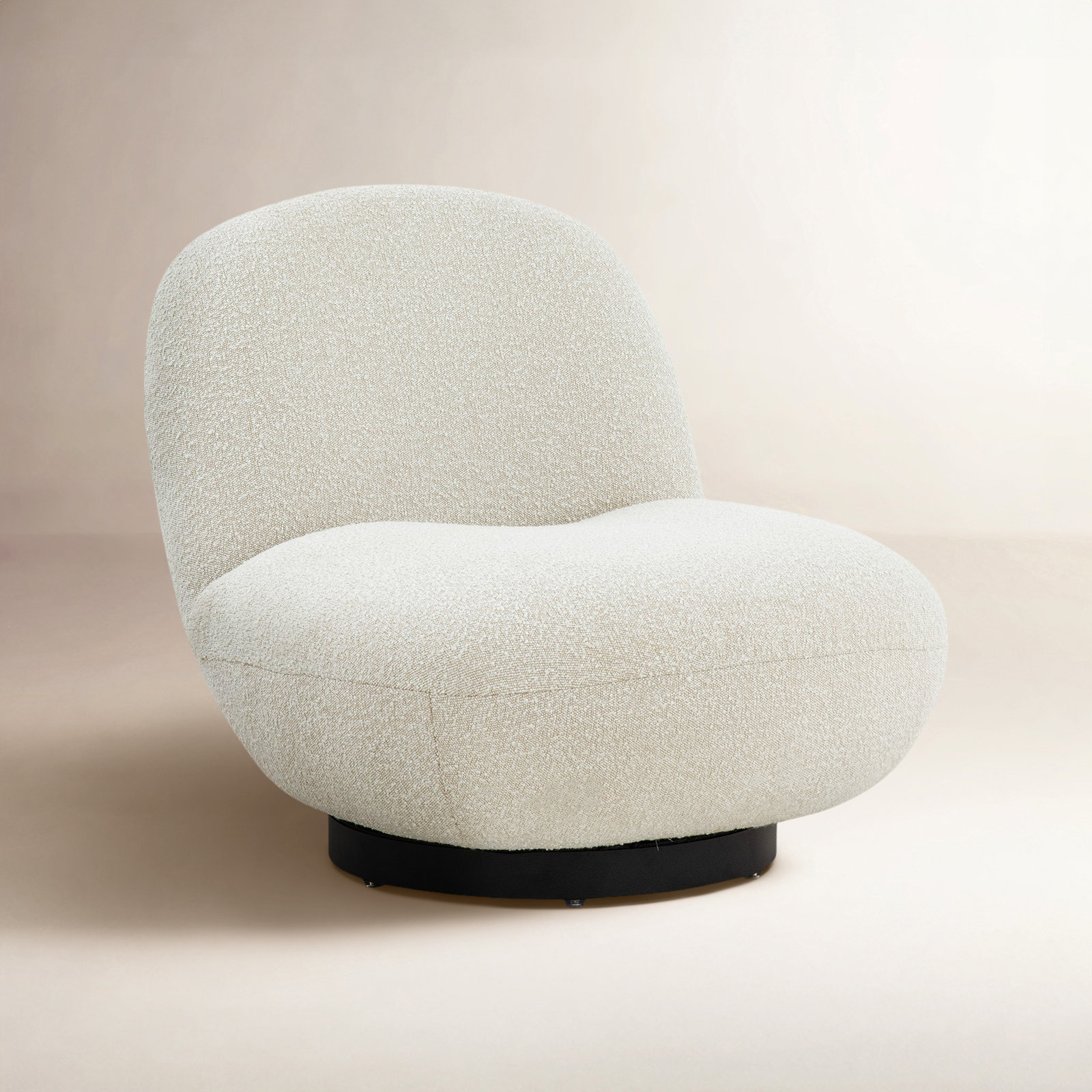 Slipper Chair, Ivory Boucle