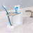 iDesign Ceramic Toothbrush and Toothpaste Holder for Bathroom  - Satin White/Nickel