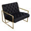 Chaise d'appoint Luxe en velours capitonné noir avec structure en acier inoxydable doré poli-82195272-82195271