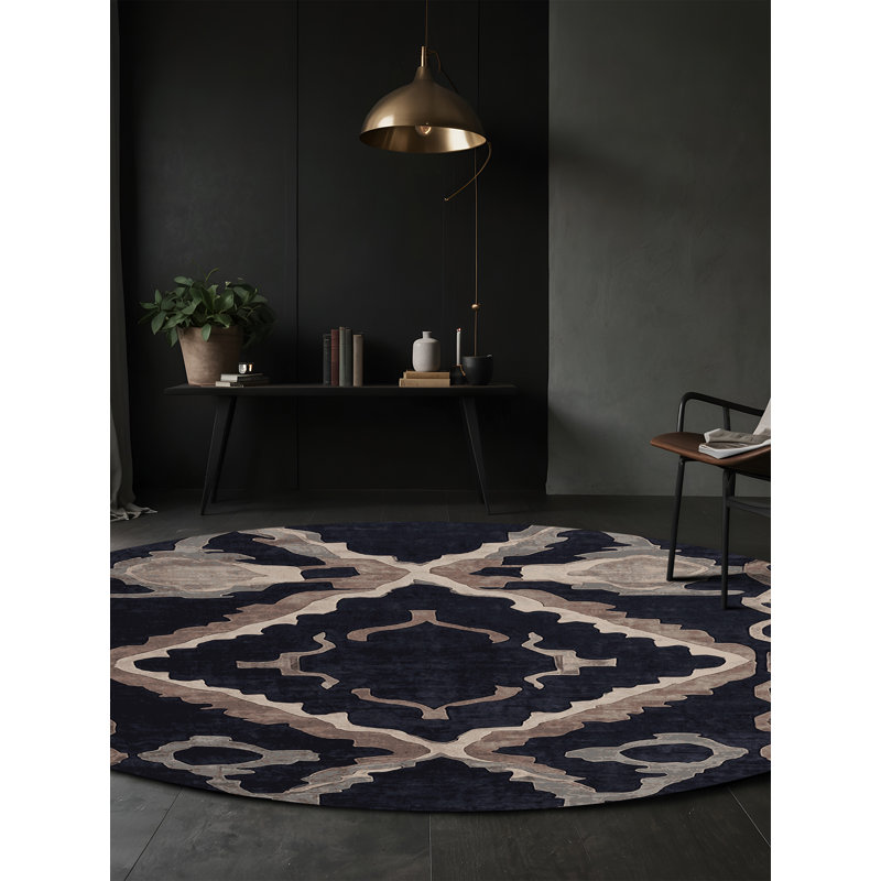 Tapis gris lavable à la machine, Rond 6 pi