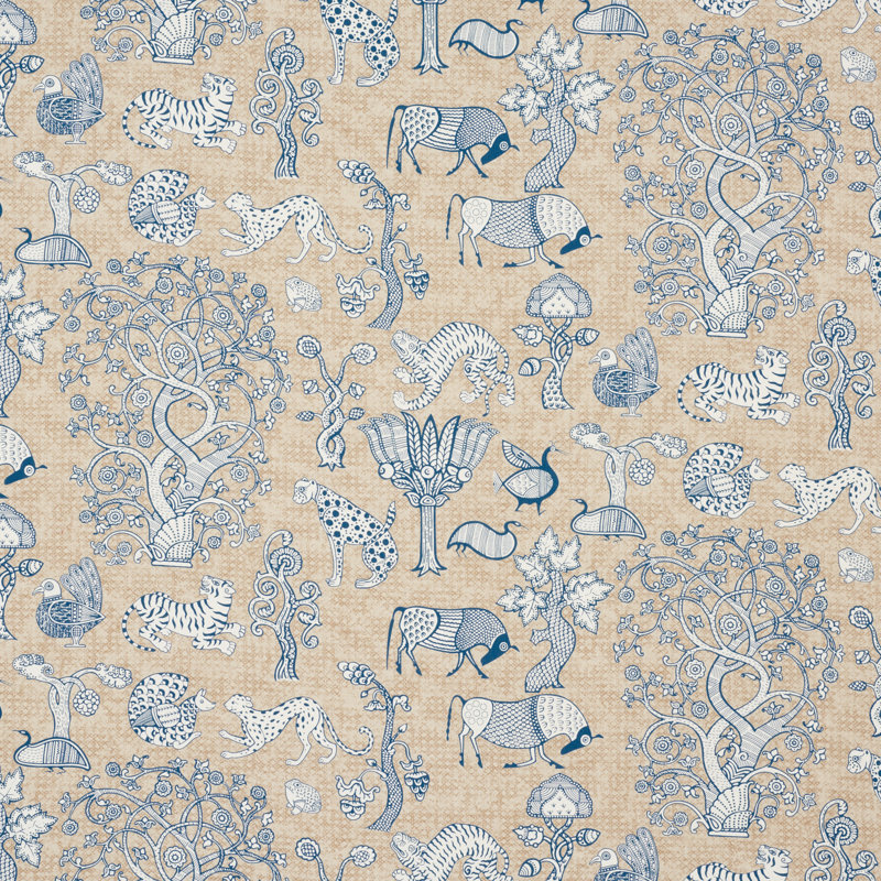 Animalia Fabric, Blue/Natural