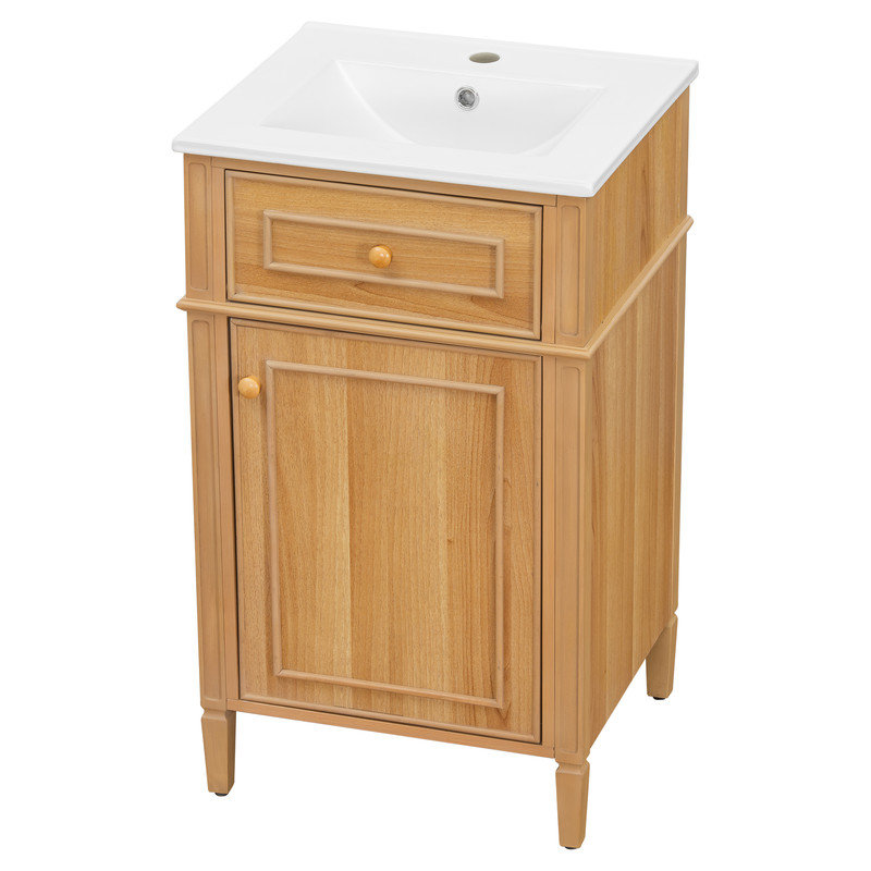 Meuble-lavabo autoportant avec lavabo, tablette réglable et tiroir inclinable
