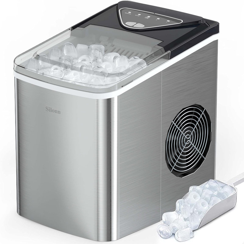 Compact 11.8 lb. Daily Production Clear Ice Portable Ice Maker, Silver