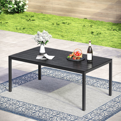 63" Rectangular Patio Dining Table Faux Wood Table Top