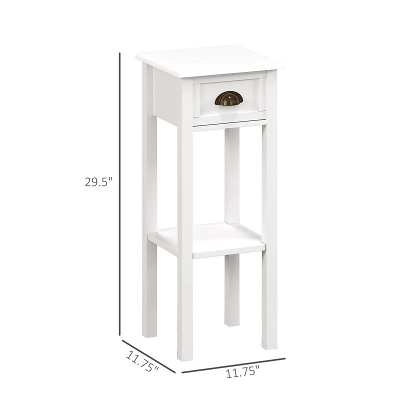 Ensemble de tables de bout à 2 niveaux avec tiroir de rangement et tablette | Idée de cadeau, Blanc