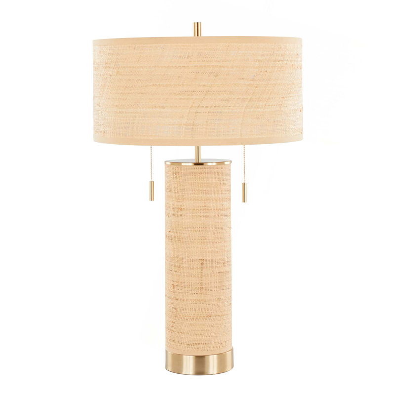 Lampe de table en rotin Montcroix, Doré