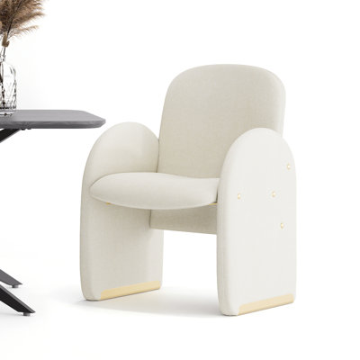 Modern Upholstered Dining Chair Full Back Armchair With Metal Detor Legs by Latitude Run