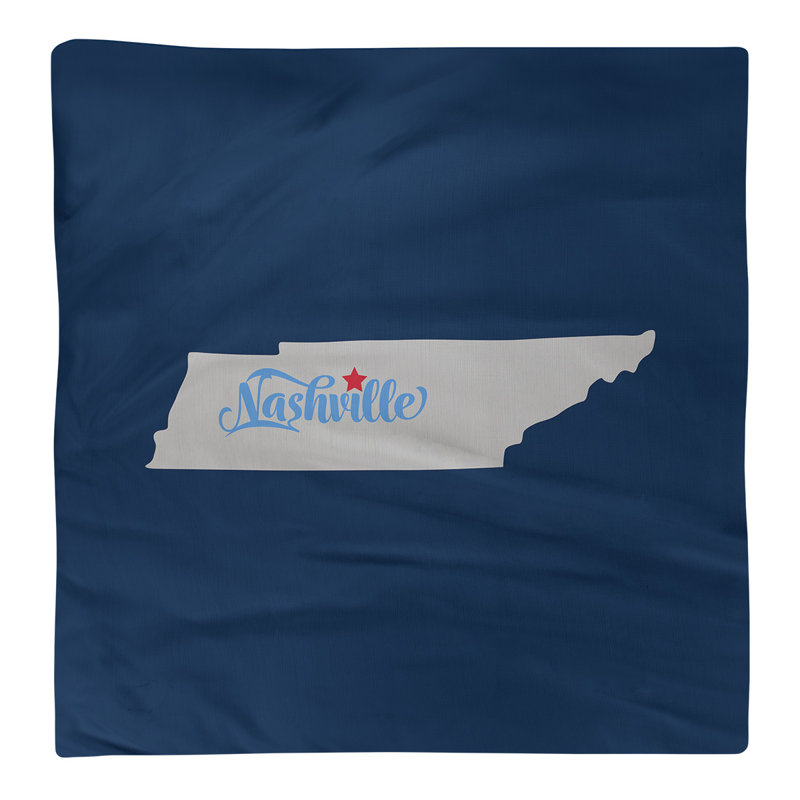 Polyester, Cotton Cities & Maps Square Napkin, Navy/Gray, 22" W x 22" D, Cotton
