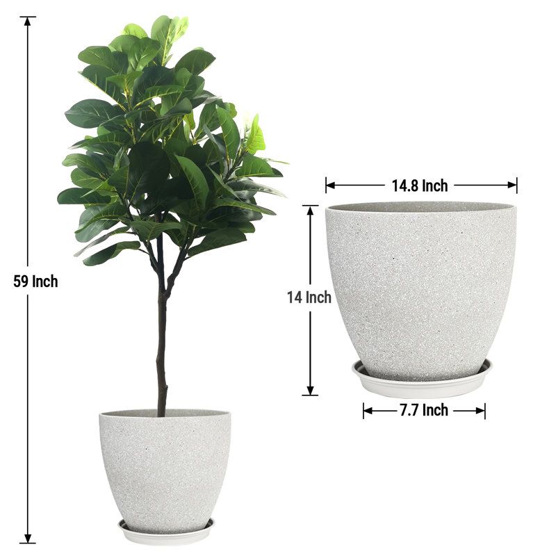 Pots à fleurs artificiels en figuier et résine, Gris clair, H 19,69 po x l 59,06 po x P 19,69 po