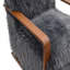 Fauteuil d'appoint 1 pièce à finition gris anthracite long en fausse fourrure douce d'inspiration rétro avec accoudoirs courbés en bois siège et dossier principaux-1632672581