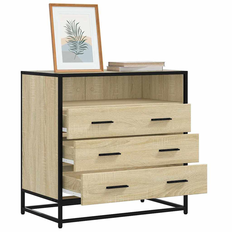 Stanely Metal Rectangle Accent Chest, Sonoma Oak