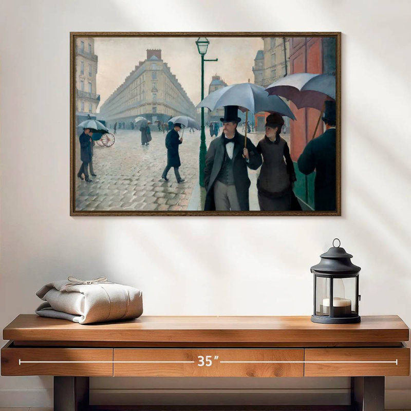 Paris, Paris, jour de pluie 1877, 25 po x 17 po, Cadre flottant noyer
