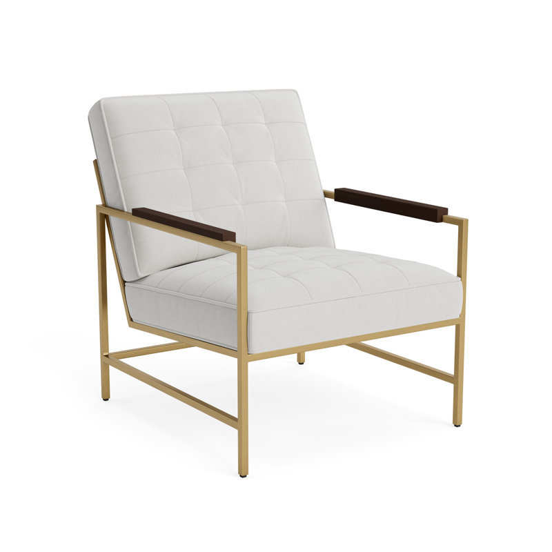 Major Arm Chair, Sienna, Performance Velvet - Silver, Brushed Brass