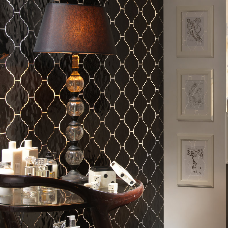 Arabesque 6" x 6" Moroccan Lantern Wall Tile, Ardesia/Black