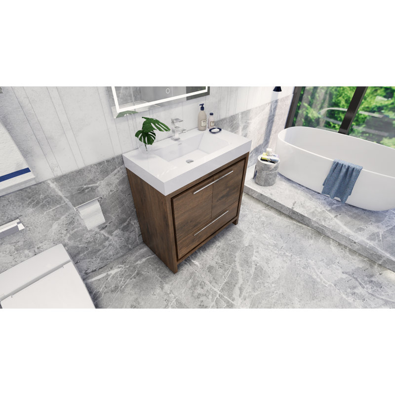 Ensemble de meuble-lavabo simple 36 po Tessa, Palissandre, Chrome