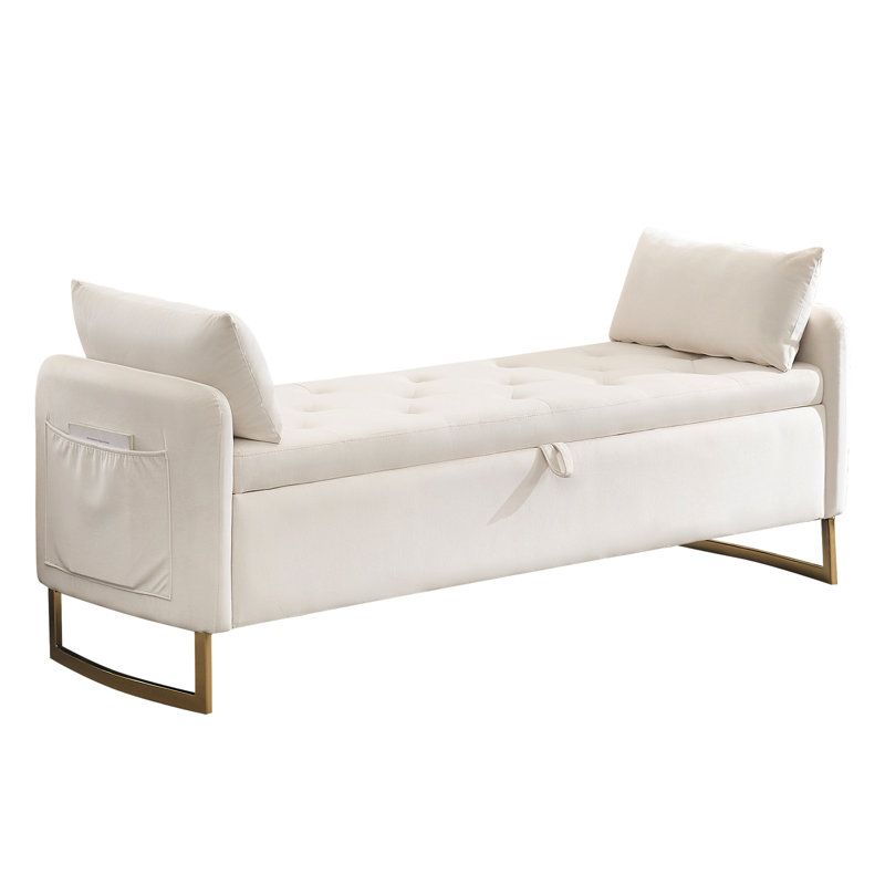 Velvet Upholstered Storage Bench