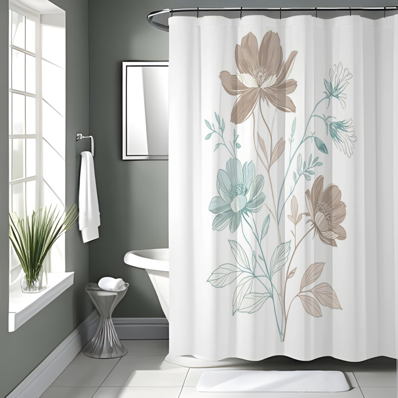 Rideau de douche avec tapis de bain, H 83 po x l 70 po