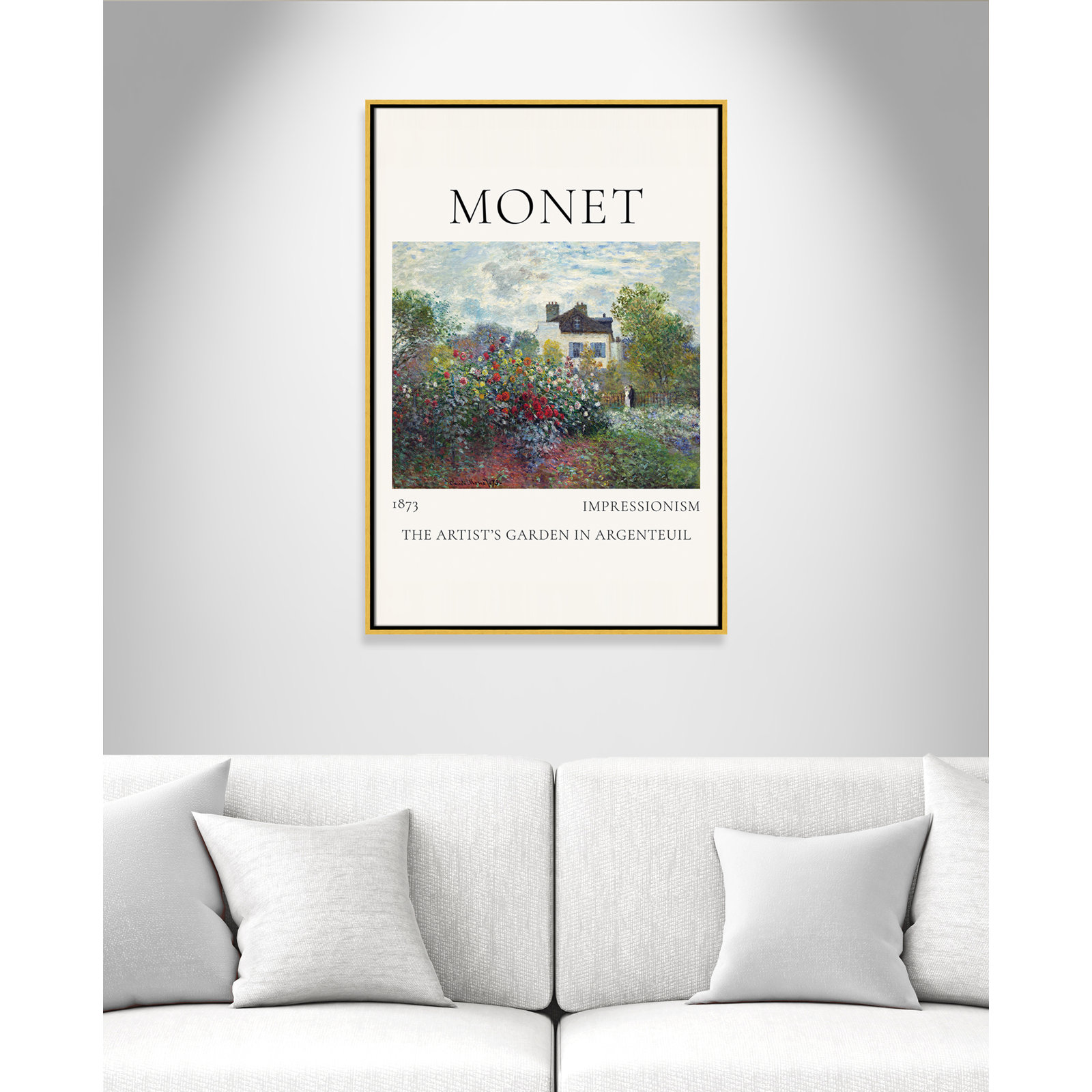 Artists Garden in Argenteuil Print by Claude Monet, No, 37.5" H x 25.5" W x 2" D, Gold Floater Frame