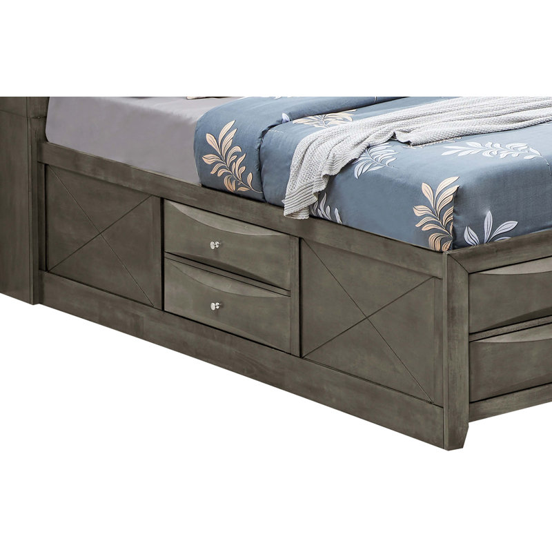 Lit contemporain élégant avec rangement, Gris, Complète