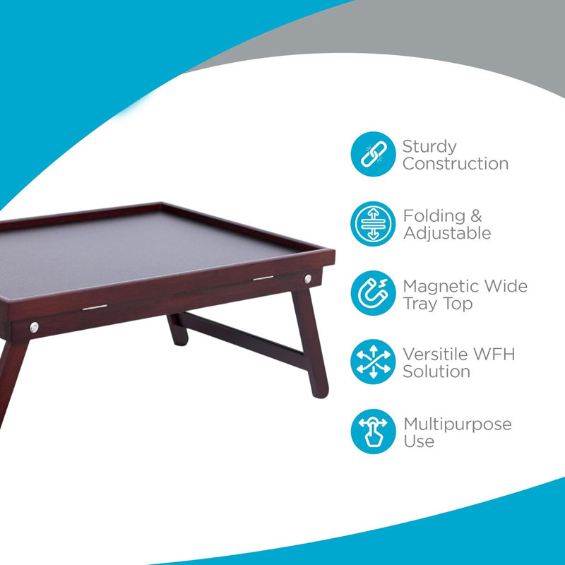 Bureau pliant en bambou avec plateau magnétique et plateau inclinable pour ordinateur portable 21,5 "pour lit et canapé